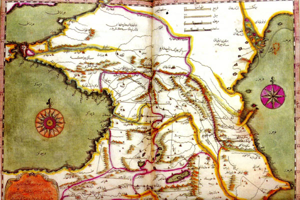 Карта Кавказа Кятиба Челеби (1710).